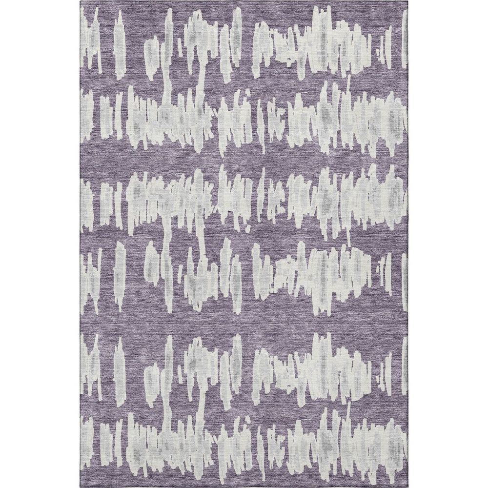 HomeRoots 9' X 12' Purple And Beige Striped Area Rug - Durable, Washable, UV Protected for Busy Homes 672001