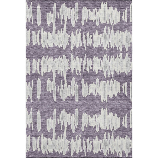 HomeRoots 9' X 12' Purple And Beige Striped Area Rug - Durable, Washable, UV Protected for Busy Homes 672001