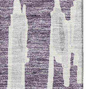 HomeRoots 10' X 14' Purple and Beige Striped Area Rug - Washable, UV Protected, Durable for High Traffic Spaces 672002