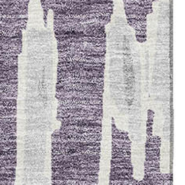 HomeRoots 10' X 14' Purple and Beige Striped Area Rug - Washable, UV Protected, Durable for High Traffic Spaces 672002