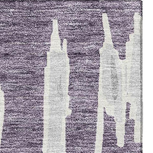 HomeRoots 10' X 14' Purple and Beige Striped Area Rug - Washable, UV Protected, Durable for High Traffic Spaces 672002