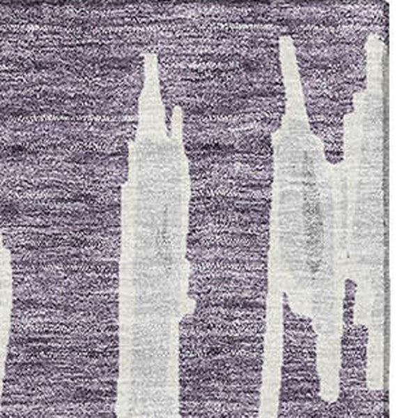 HomeRoots 10' X 14' Purple and Beige Striped Area Rug - Washable, UV Protected, Durable for High Traffic Spaces 672002