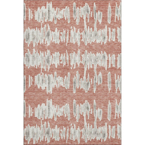 HomeRoots 8' X 10' Salmon & Beige Striped Area Rug – Durable, Washable, UV-Protected, Perfect for Busy Homes! 672006