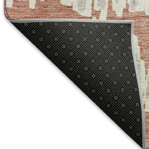 HomeRoots 8' X 10' Salmon & Beige Striped Area Rug – Durable, Washable, UV-Protected, Perfect for Busy Homes! 672006