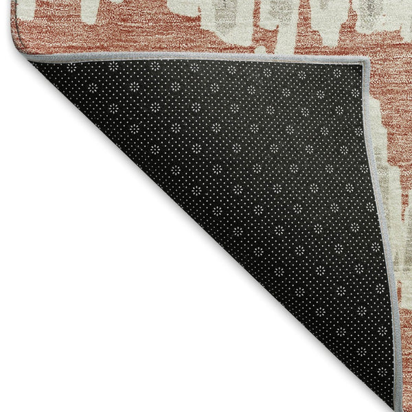 HomeRoots 8' X 10' Salmon & Beige Striped Area Rug – Durable, Washable, UV-Protected, Perfect for Busy Homes! 672006
