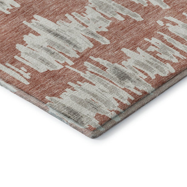 HomeRoots 8' X 10' Salmon & Beige Striped Area Rug – Durable, Washable, UV-Protected, Perfect for Busy Homes! 672006