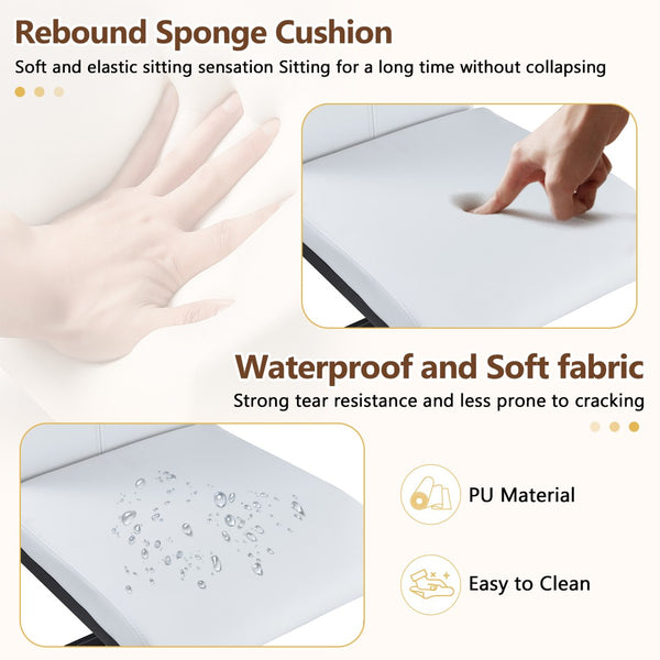 English Elm Table With Storage & 6 White Pu Chairs - Modern Scandinavian Dining Set For Stylish Family Meals W1151S04272-GIGA