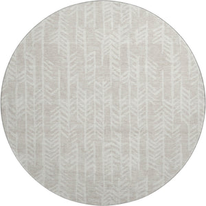 HomeRoots 8' Beige and Ivory Tribal Round Rug – Washable, UV-Protected, Stylish, and Durable for Any Space! 672017