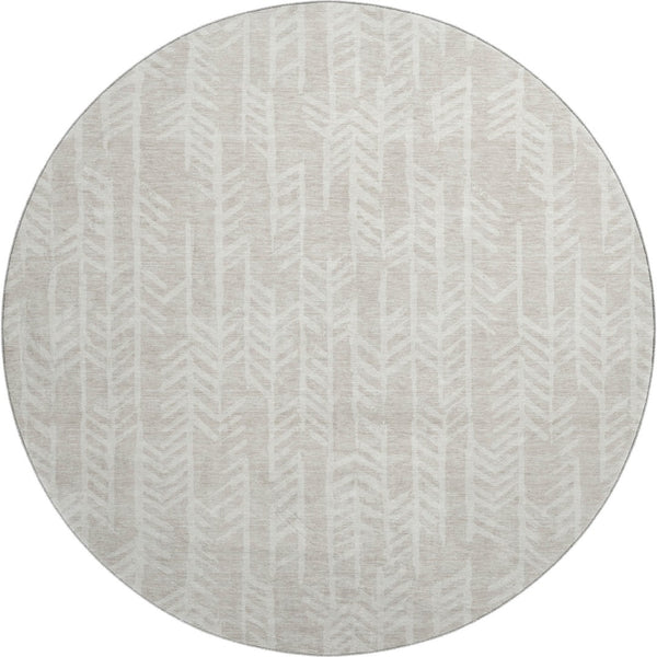 HomeRoots 8' Beige and Ivory Tribal Round Rug – Washable, UV-Protected, Stylish, and Durable for Any Space! 672017