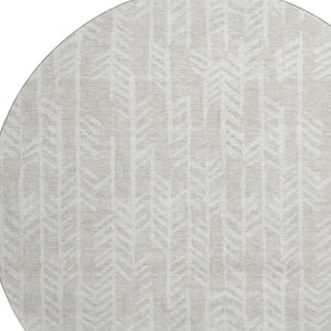 HomeRoots 8' Beige and Ivory Tribal Round Rug – Washable, UV-Protected, Stylish, and Durable for Any Space! 672017