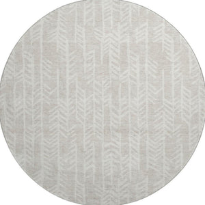 HomeRoots 8' Beige and Ivory Tribal Round Rug – Washable, UV-Protected, Stylish, and Durable for Any Space! 672017
