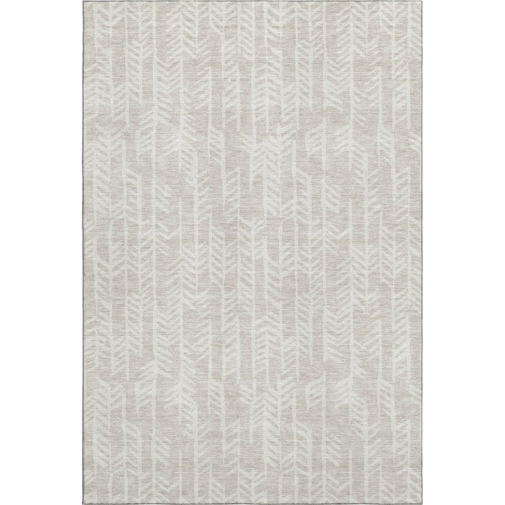 HomeRoots 8' X 10' Beige & Ivory Tribal Area Rug - Washable, UV-Protected, Durable for Family & Pets' Homes 672018