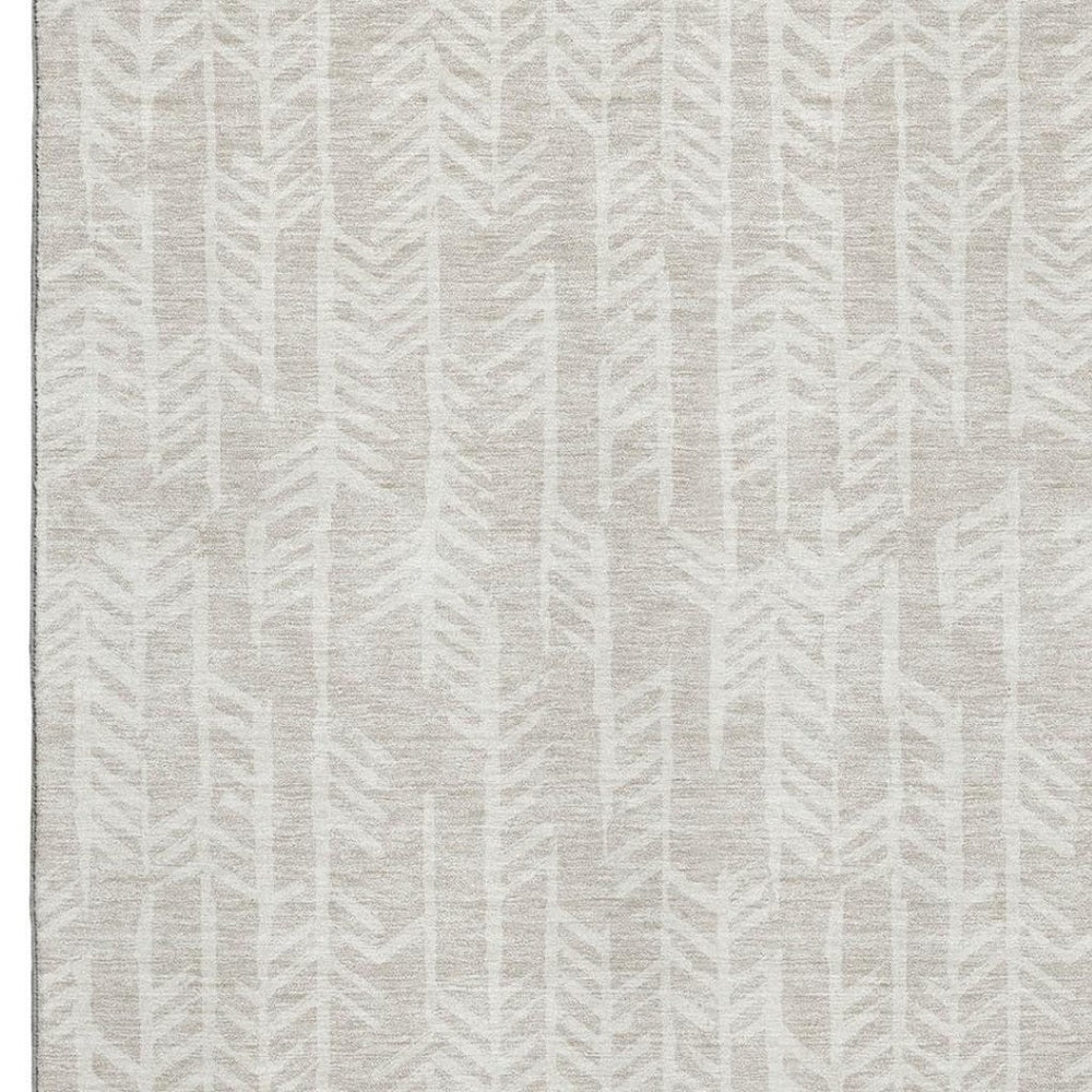 HomeRoots 8' X 10' Beige & Ivory Tribal Area Rug - Washable, UV-Protected, Durable for Family & Pets' Homes 672018