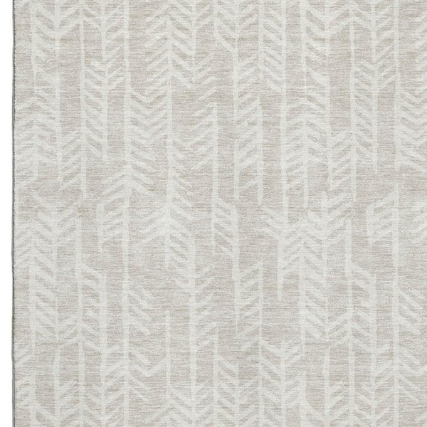 HomeRoots 8' X 10' Beige & Ivory Tribal Area Rug - Washable, UV-Protected, Durable for Family & Pets' Homes 672018