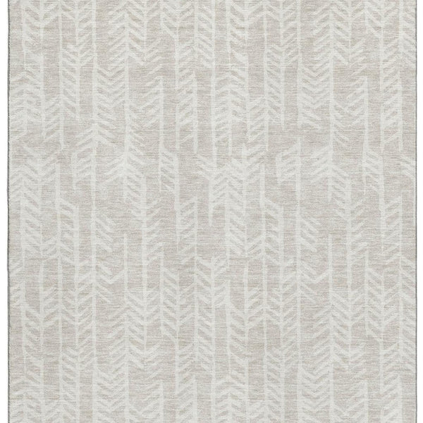 HomeRoots 8' X 10' Beige & Ivory Tribal Area Rug - Washable, UV-Protected, Durable for Family & Pets' Homes 672018