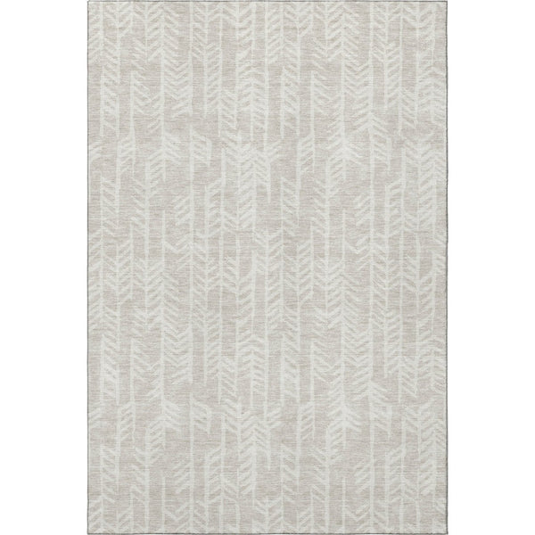 HomeRoots 9' X 12' Beige Tribal Area Rug – Soft, Washable, Stain-Resistant with UV Protection for Family Homes 672019