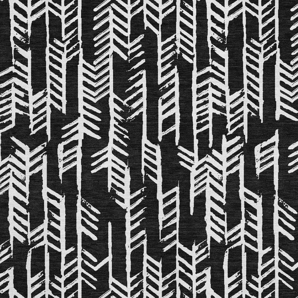 HomeRoots 5' X 8' Black And Ivory Tribal Area Rug - Stylish, Washable, UV-Protected for Homes with Kids & Pets 672022