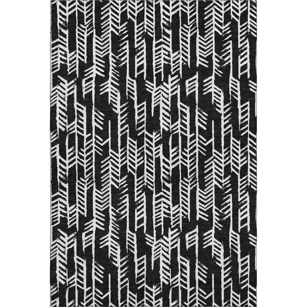 HomeRoots 8' X 10' Black And Ivory Tribal Area Rug – Durable, Washable & UV-Resistant for High-Traffic Spaces 672024