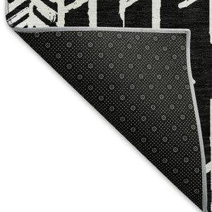 HomeRoots 8' X 10' Black And Ivory Tribal Area Rug – Durable, Washable & UV-Resistant for High-Traffic Spaces 672024