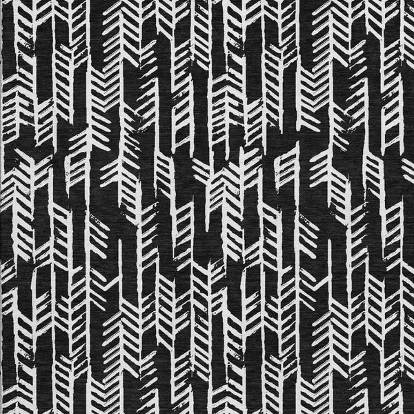 HomeRoots 8' X 10' Black And Ivory Tribal Area Rug – Durable, Washable & UV-Resistant for High-Traffic Spaces 672024
