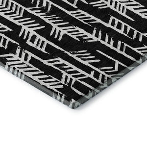 HomeRoots 9' X 12' Black And Ivory Tribal Area Rug - Stain-Resistant, UV-Protected, Perfect for Family Spaces! 672025