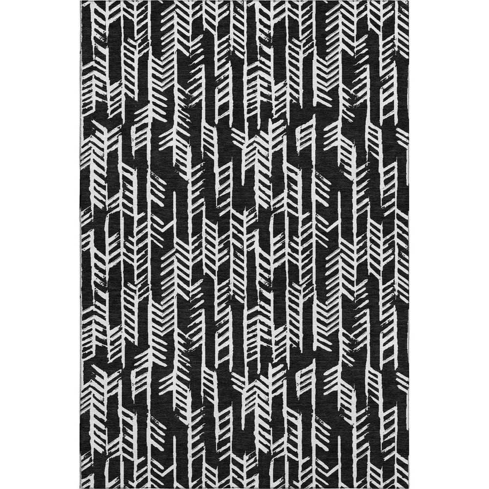 HomeRoots 10' X 14' Black And Ivory Tribal Area Rug – Washable, UV Protected, Durable for Homes with Kids & Pets 672026