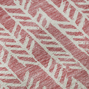 HomeRoots 8' Blush and Ivory Tribal Round Rug - Washable, UV-Protected, Kid & Pet-Friendly for Stylish Spaces 672029