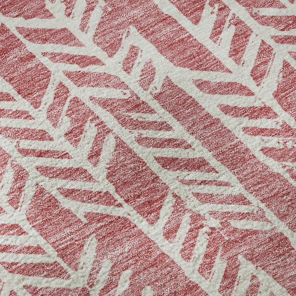HomeRoots 8' Blush and Ivory Tribal Round Rug - Washable, UV-Protected, Kid & Pet-Friendly for Stylish Spaces 672029