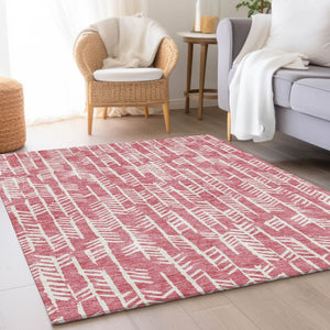 HomeRoots 10' X 14' Blush & Ivory Tribal Area Rug - Washable, UV Protected, Soft, Durable & Stylish Solution! 672032
