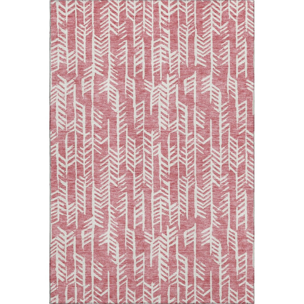 HomeRoots 10' X 14' Blush & Ivory Tribal Area Rug - Washable, UV Protected, Soft, Durable & Stylish Solution! 672032