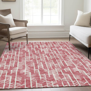 HomeRoots 10' X 14' Blush & Ivory Tribal Area Rug - Washable, UV Protected, Soft, Durable & Stylish Solution! 672032