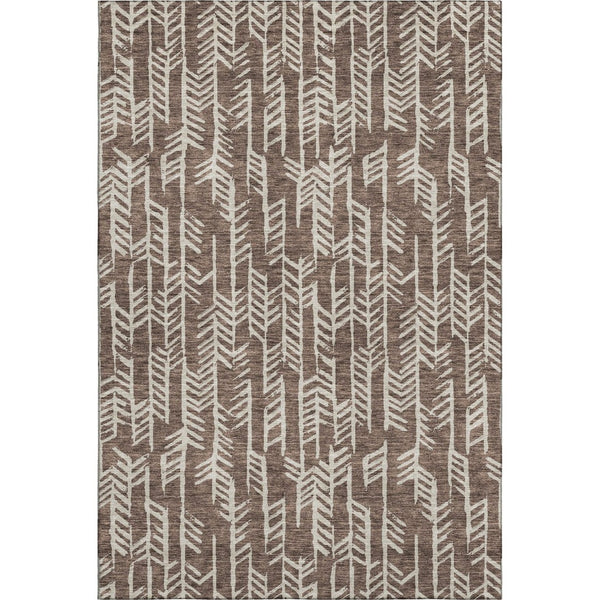 HomeRoots 5' X 8' Brown and Beige Tribal Area Rug – Durable, UV-Protected, Washable & Perfect for Any Room! 672034