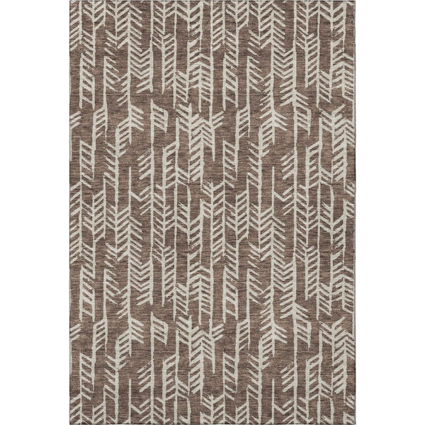 HomeRoots 5' X 8' Brown and Beige Tribal Area Rug – Durable, UV-Protected, Washable & Perfect for Any Room! 672034