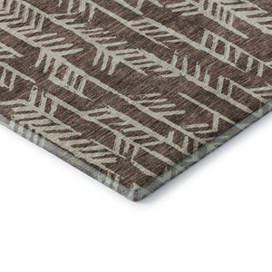 HomeRoots 8' X 10' Brown and Beige Tribal Area Rug - Washable, UV-Protected, Stain-Resistant for Busy Homes 672036