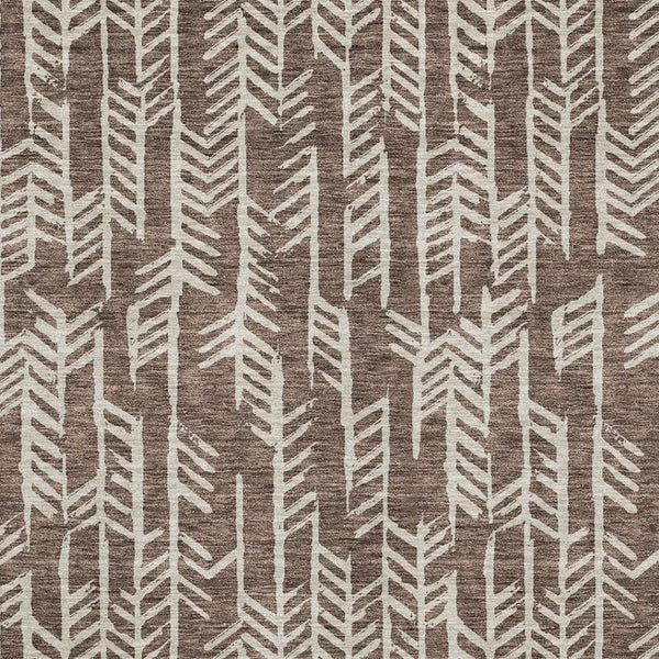HomeRoots 9' X 12' Brown & Beige Tribal Area Rug - Washable, UV-Protected, Durable for High-Traffic Spaces 672037