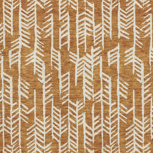 HomeRoots 9' X 12' Copper and Beige Tribal Area Rug – Washable, Stain-Resistant, UV Protected for Everyday Use 672043