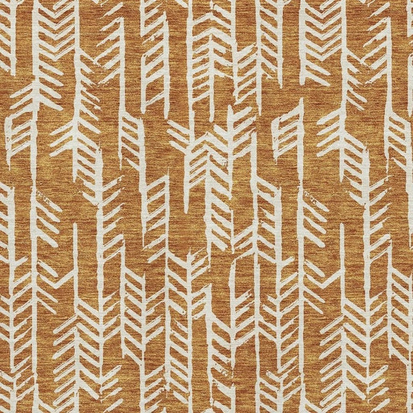 HomeRoots 10' X 14' Copper & Beige Tribal Area Rug – Washable, UV-Protected, Durable for Family Spaces & Pets 672044