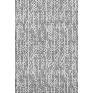 HomeRoots 9' X 12' Gray and Ivory Tribal Washable Area Rug - Durable, Stylish, UV Protected for Modern Homes 672049