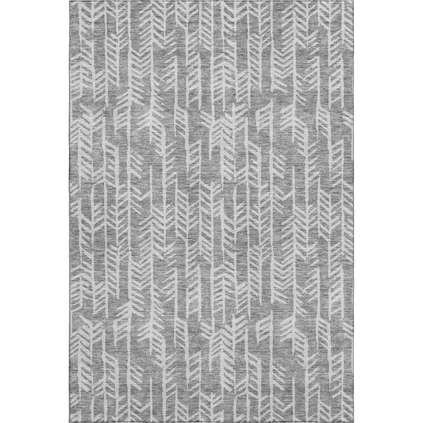 HomeRoots 9' X 12' Gray and Ivory Tribal Washable Area Rug - Durable, Stylish, UV Protected for Modern Homes 672049
