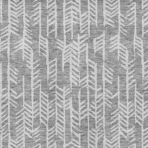 HomeRoots 10' X 14' Gray and Ivory Tribal Area Rug – Washable, UV-Protected, Stain-Resistant for Modern Homes 672050