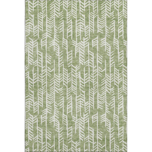 HomeRoots 8' X 10' Green and Ivory Tribal Area Rug - Stain-Resistant, UV Protected, Durable for High-Traffic Homes 672054