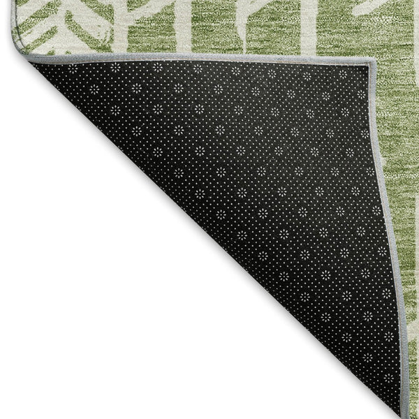 HomeRoots 8' X 10' Green and Ivory Tribal Area Rug - Stain-Resistant, UV Protected, Durable for High-Traffic Homes 672054
