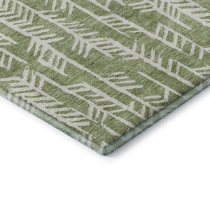 HomeRoots 10' X 14' Green and Ivory Tribal Washable Area Rug – UV Protected, Stain Resistant, Stylish Durability 672056