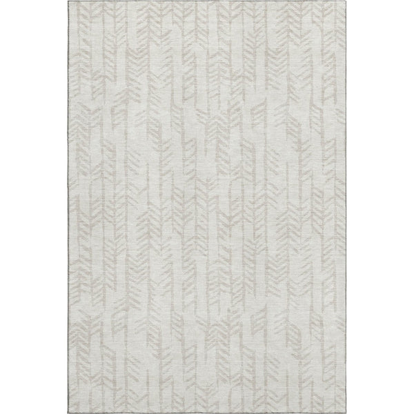 HomeRoots 5' X 8' Ivory and Beige Tribal Area Rug - Washable, Stain Resistant, UV Protected for Active Homes 672058