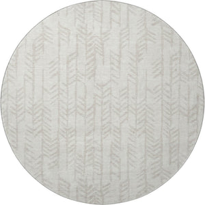 HomeRoots 8' Ivory and Beige Tribal Round Rug - Washable, Durable, UV Protected for High-Traffic Spaces 672059