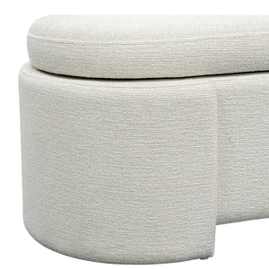 English Elm Fully Upholstered Oval Bench with Soft Close Storage Lid for Bedroom Entryway B035P408399