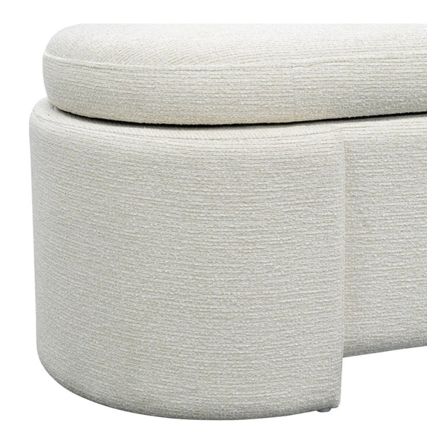 English Elm Fully Upholstered Oval Bench with Soft Close Storage Lid for Bedroom Entryway B035P408399