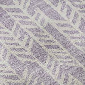 HomeRoots 8' Lavender and Ivory Tribal Round Rug - Washable, UV-Protected, Perfect for Homes with Kids & Pets 672065