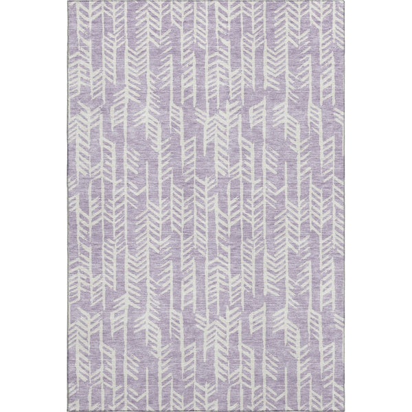 HomeRoots 10' X 14' Stylish Lavender & Ivory Tribal Area Rug - Washable, UV Protected, Stain Resistant Design 672068