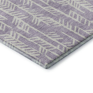 HomeRoots 10' X 14' Stylish Lavender & Ivory Tribal Area Rug - Washable, UV Protected, Stain Resistant Design 672068